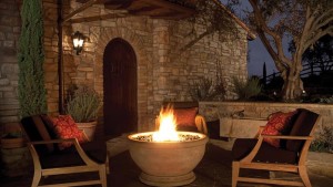 Eldorado Marbella Fire Bowl in Oak Barrel Travertine