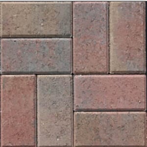 Gem Pavers Red/Tan/Charcoal Mix (Grey Cement)